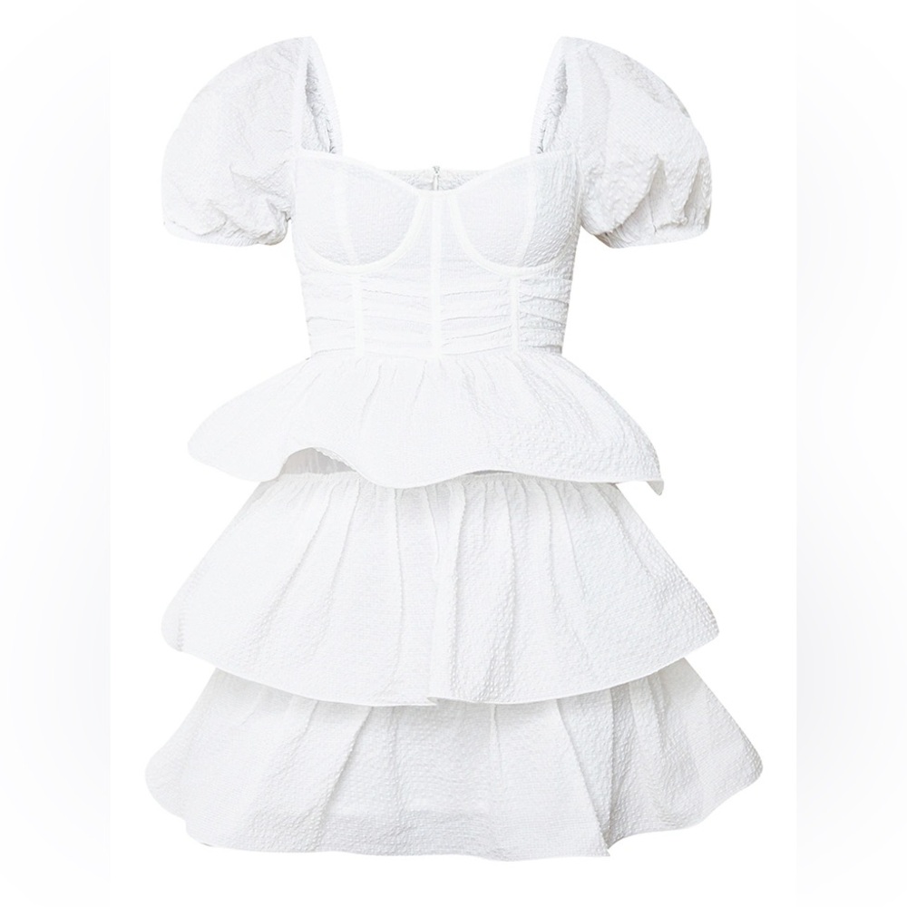 PrettyLittleThing White Tiered Mini Dress